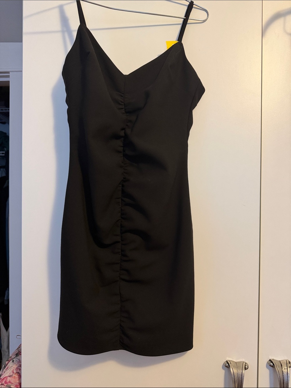 Likely Black Ruched Center Mini Slip Dress